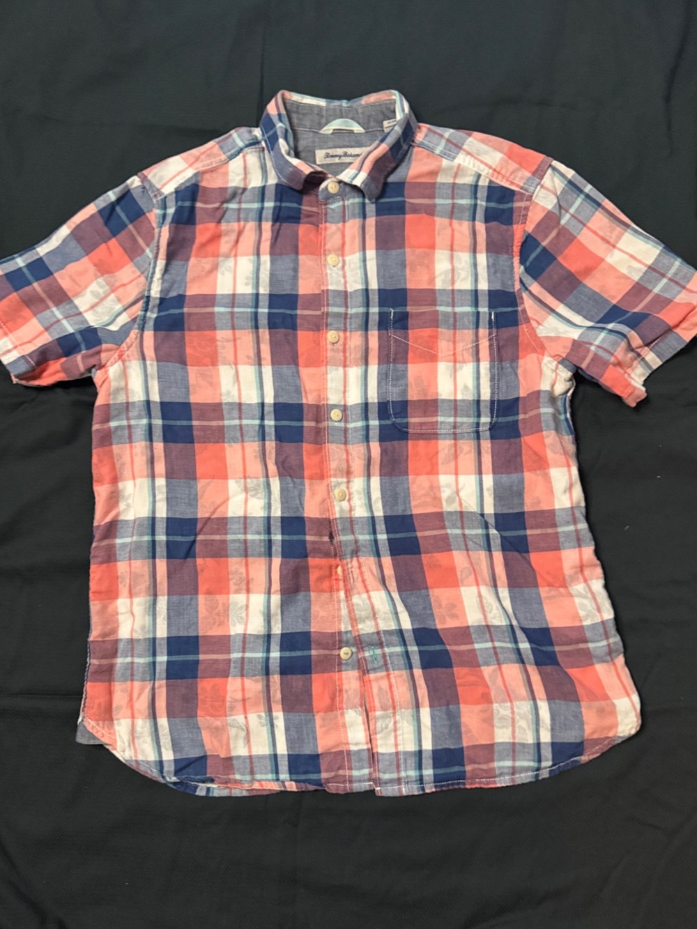 Tommy Bahama Red & Blue Plaid Short-Sleeve Button-Down Shirt